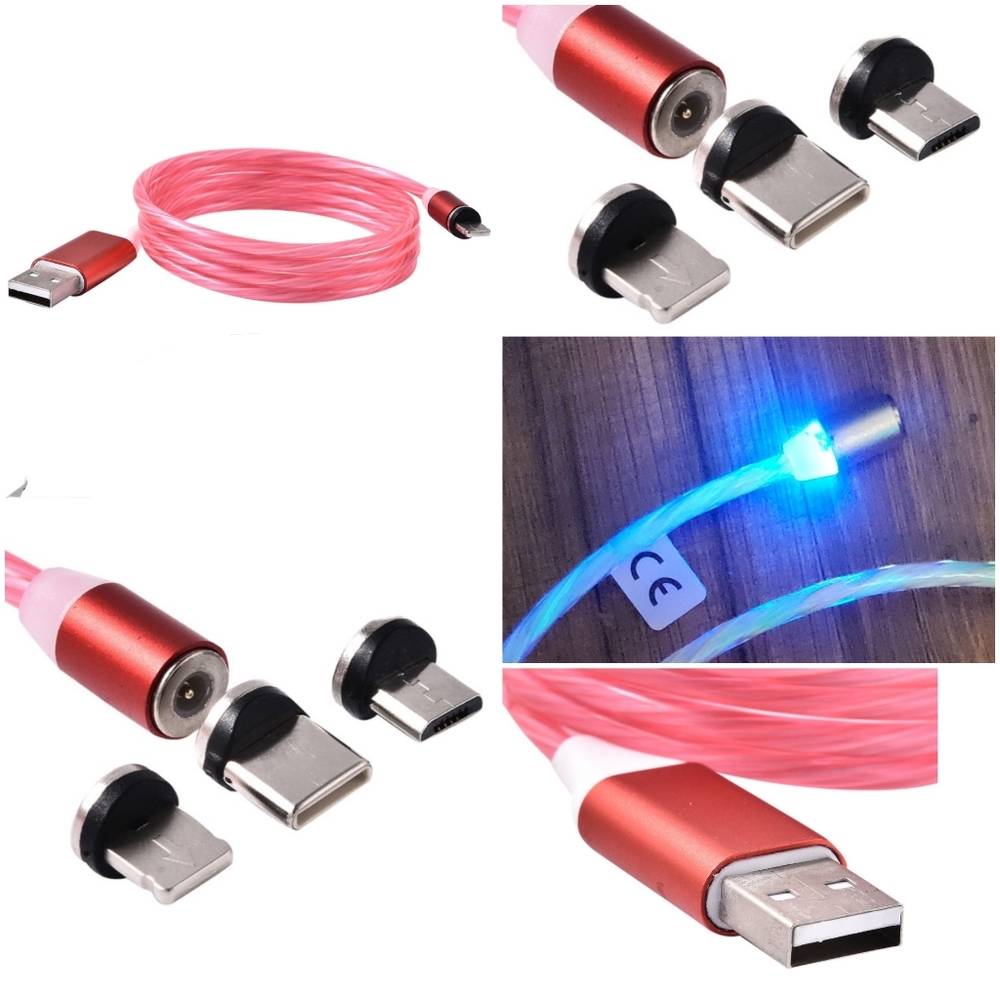 3 In 1 Magnetic USB Lighting Cable Type-C , Micro